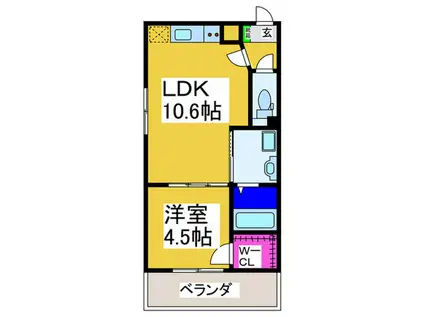 GROOVE桃谷(1LDK/3階)の間取り写真