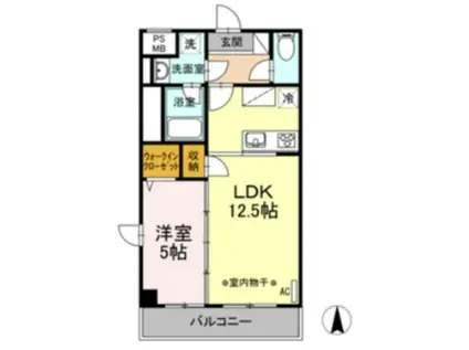 TERRACE WELLNESS(1LDK/3階)の間取り写真