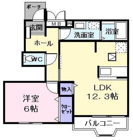 メゾン・アヴニールI(1LDK/1階)の間取り写真