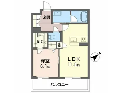 サウザンド和泉(1LDK/4階)の間取り写真