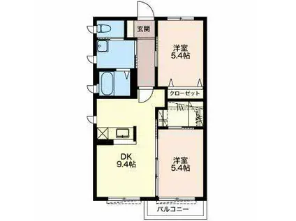 メゾンMKS A棟(2DK/1階)の間取り写真