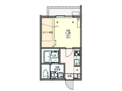 KLEIS岩槻II(1K/2階)の間取り写真