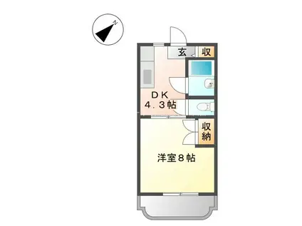 クレイドル(1DK/1階)の間取り写真