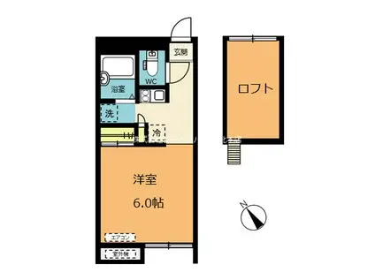 ティーグル(1K/1階)の間取り写真