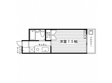 ハウス東(1K/1階)の間取り写真