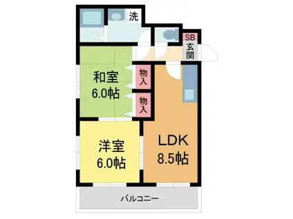 メゾン野上(2LDK/2階)の間取り写真