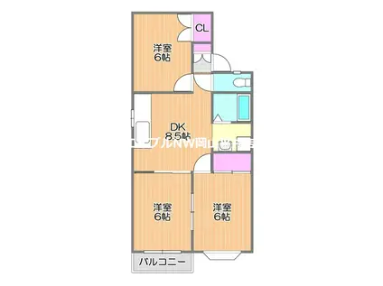 アーバンハイツ松新IB(3DK/2階)の間取り写真