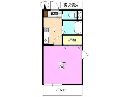 イースト(1K/3階)の間取り写真