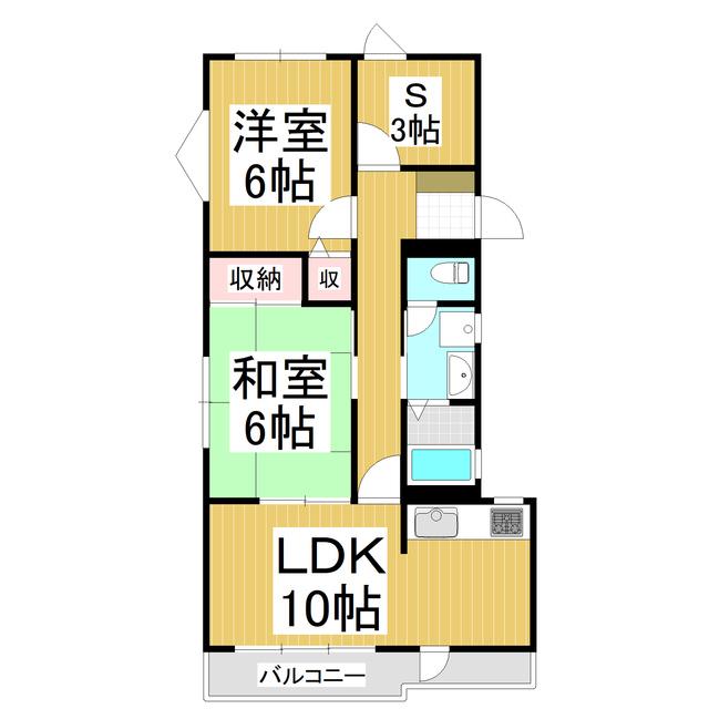 ホワイトハイツ東館(2SLDK/3階)の間取り写真