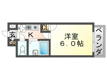 パインコート江坂II(1K/2階)の間取り写真