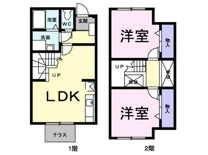 エスポアールドエルII(2LDK/1階)の間取り写真