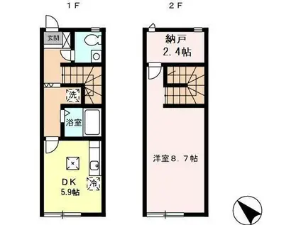 アビーロードB(1DK/1階)の間取り写真
