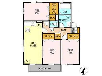 ファミーユつくばABC(3LDK/1階)の間取り写真