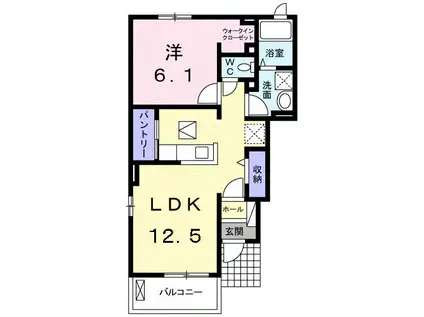 フロントリヴァーB(1LDK/1階)の間取り写真
