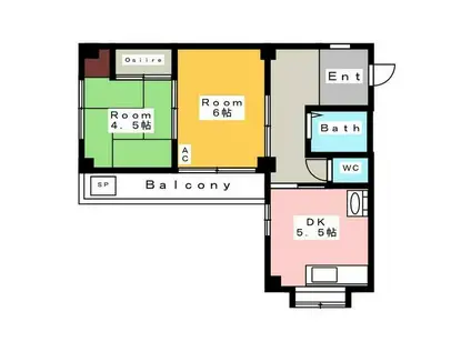 フジメゾン・西尾(2DK/4階)の間取り写真