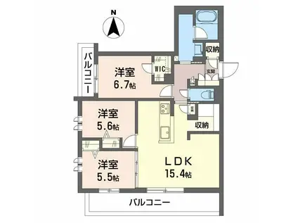 ベルスウィート(3LDK/3階)の間取り写真