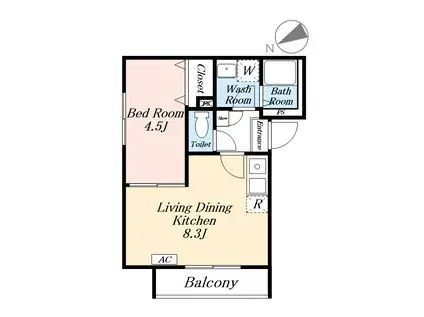 西原2丁目アパート(1LDK/2階)の間取り写真