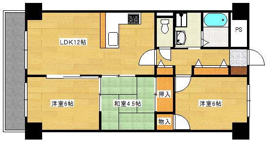 グリーンコート井口(3LDK/2階)の間取り写真