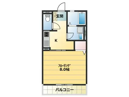 ペルシェ辻堂(1K/1階)の間取り写真