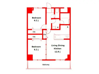 ブルーウッド金沢八景(2LDK/4階)の間取り写真