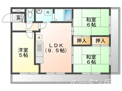 バーゼル壱番館(3LDK/6階)の間取り写真