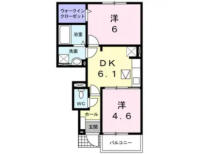 エスト フォンテーヌ(2DK/1階)の間取り写真