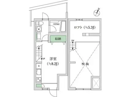 渋谷本町テラスハウス(ワンルーム/1階)の間取り写真