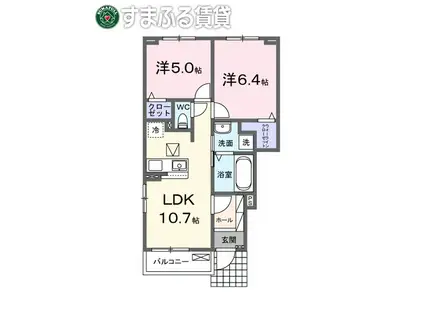ヴィラ柿田(2LDK/1階)の間取り写真