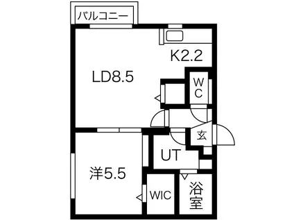 ボヌール豊平(1LDK/4階)の間取り写真