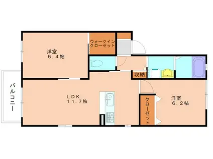 美穂の里 参番館(2LDK/1階)の間取り写真