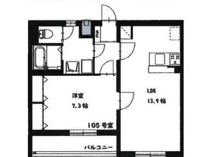 ファーム・ヴィラII(1LDK/1階)の間取り写真