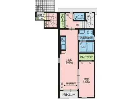 ランコントルVI(1LDK/2階)の間取り写真