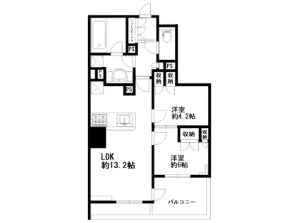 クレヴィア恵比寿(2LDK/3階)の間取り写真