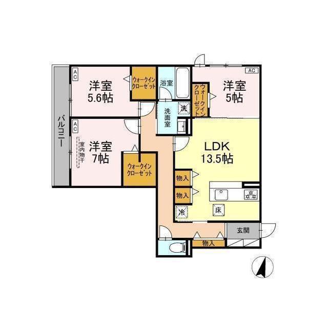 DIOSPERSIMMON長泉 II棟(3LDK/1階)の間取り写真