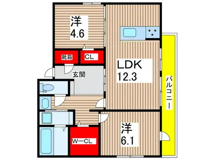 D-ROOM宮田町3丁目(2LDK/1階)の間取り写真