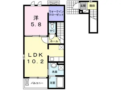 パルWAKAMIYA(1LDK/2階)の間取り写真