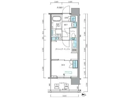 パークアクシス新大橋(1DK/3階)の間取り写真