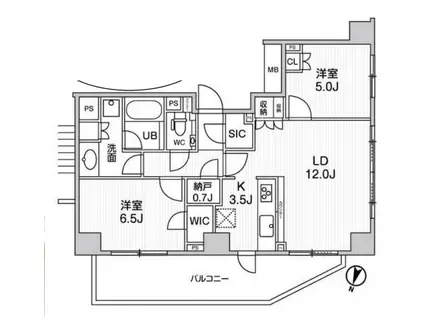 パークハウス練馬春日町(2LDK/5階)の間取り写真