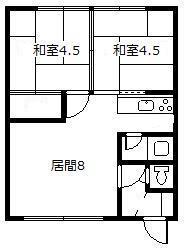 コーポ第2YM(2LDK/1階)の間取り写真