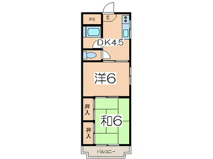 コーポグリーン(2DK/3階)の間取り写真
