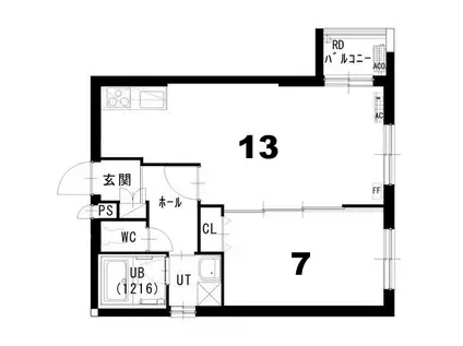 ノヴァ白石-II(1LDK/2階)の間取り写真