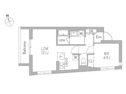 GRANDUO用賀7(1LDK/1階)の間取り写真