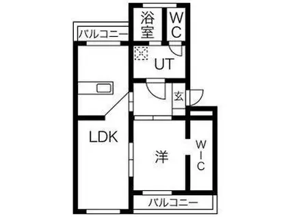 ガーデン上地(1LDK/1階)の間取り写真