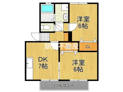 ウィズペットハッピネス(2DK/1階)の間取り写真