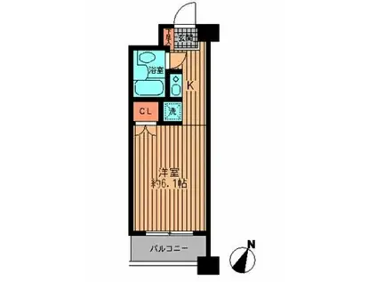 プライムアーバン勝ちどき(ワンルーム/4階)の間取り写真