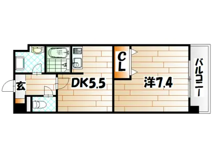 ベイプレイス小倉(1DK/12階)の間取り写真