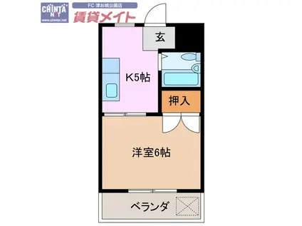 ハイツ伊吹(1K/1階)の間取り写真