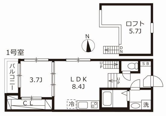 メゾン エトア(1LDK/2階)の間取り写真