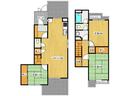 鈴が峰第二団地(3LDK/1階)の間取り写真