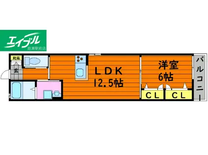 ALBA II(1LDK/2階)の間取り写真